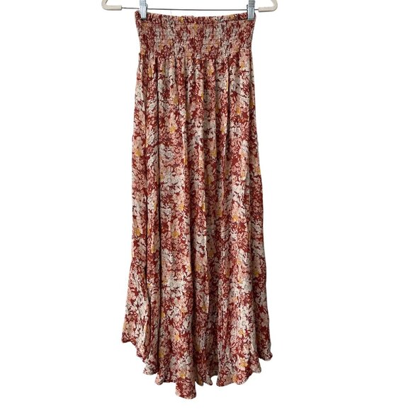 Cynthia Rowley Maxi Skirt Size XS Floral Button Front Tassel Tie High Low Hippie - Picture 2 of 7